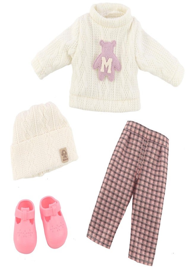 18INDC 18 Inch Girl Doll Set with 4 Accessories-Knit Top, Plaid Wide-Leg Pants, Shoes, Knit Hat-Perfect for 18 Inch Dolls, an Ideal Gift for Girls and Children (Doll Included). - Image 4